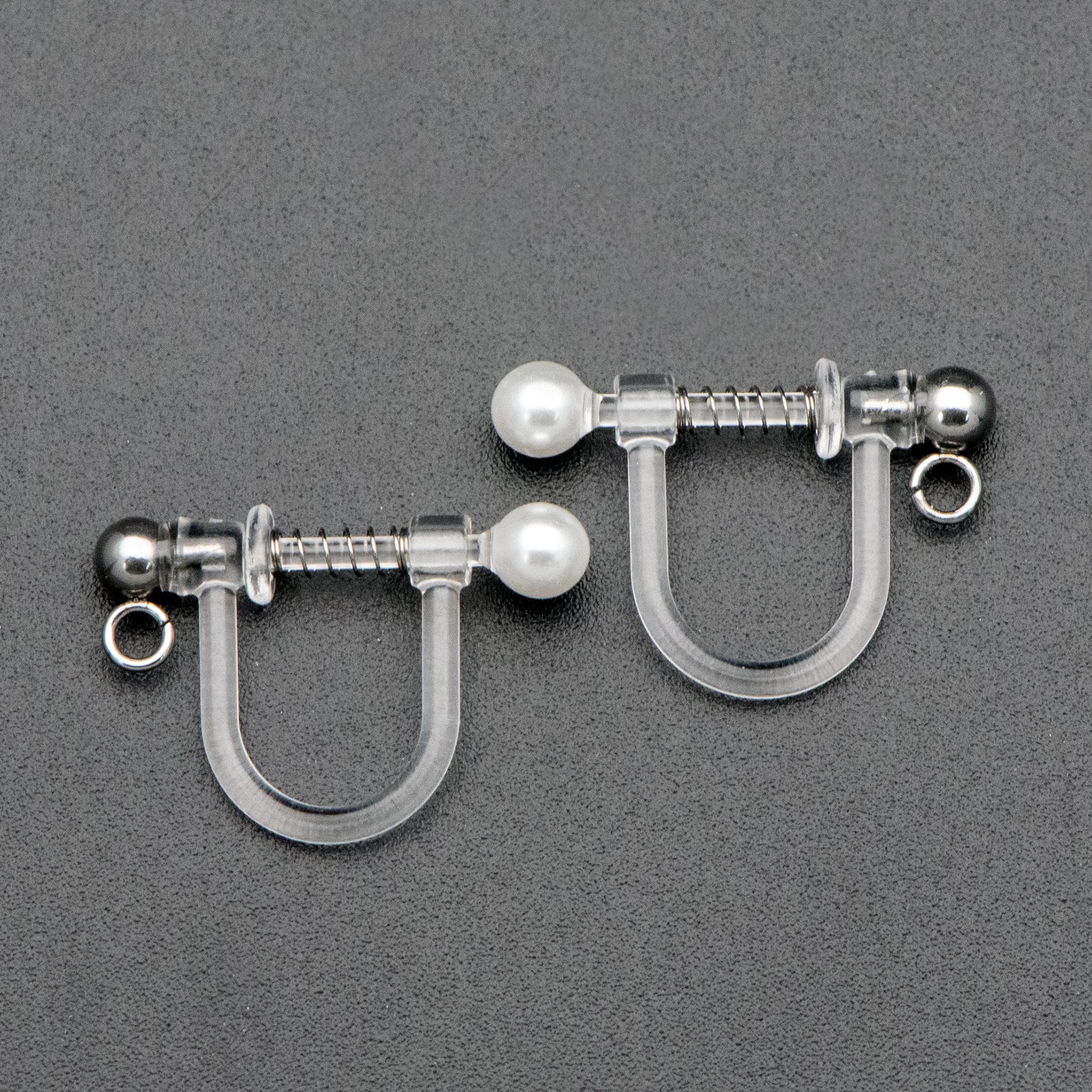 10pcs Resin Clip On Earring Findings, Rhodium plated Brass Earwire, Silver Non Pierced Earrings (GB-670)